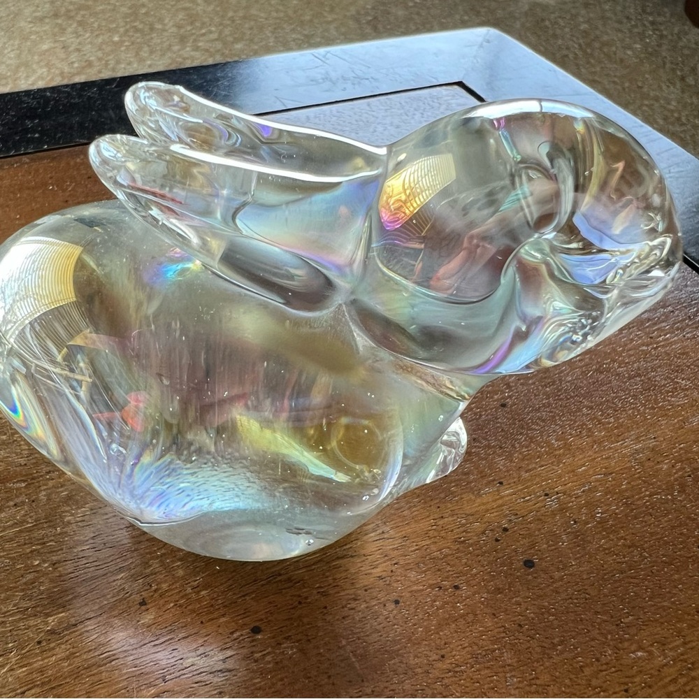 Art Glass Bunny 2x3 inches Iridescent Easter decor, cottagecore